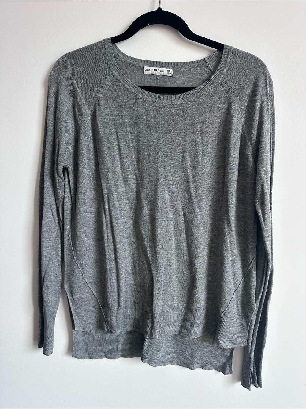Zara Woman Light Grey Crewneck Sweater